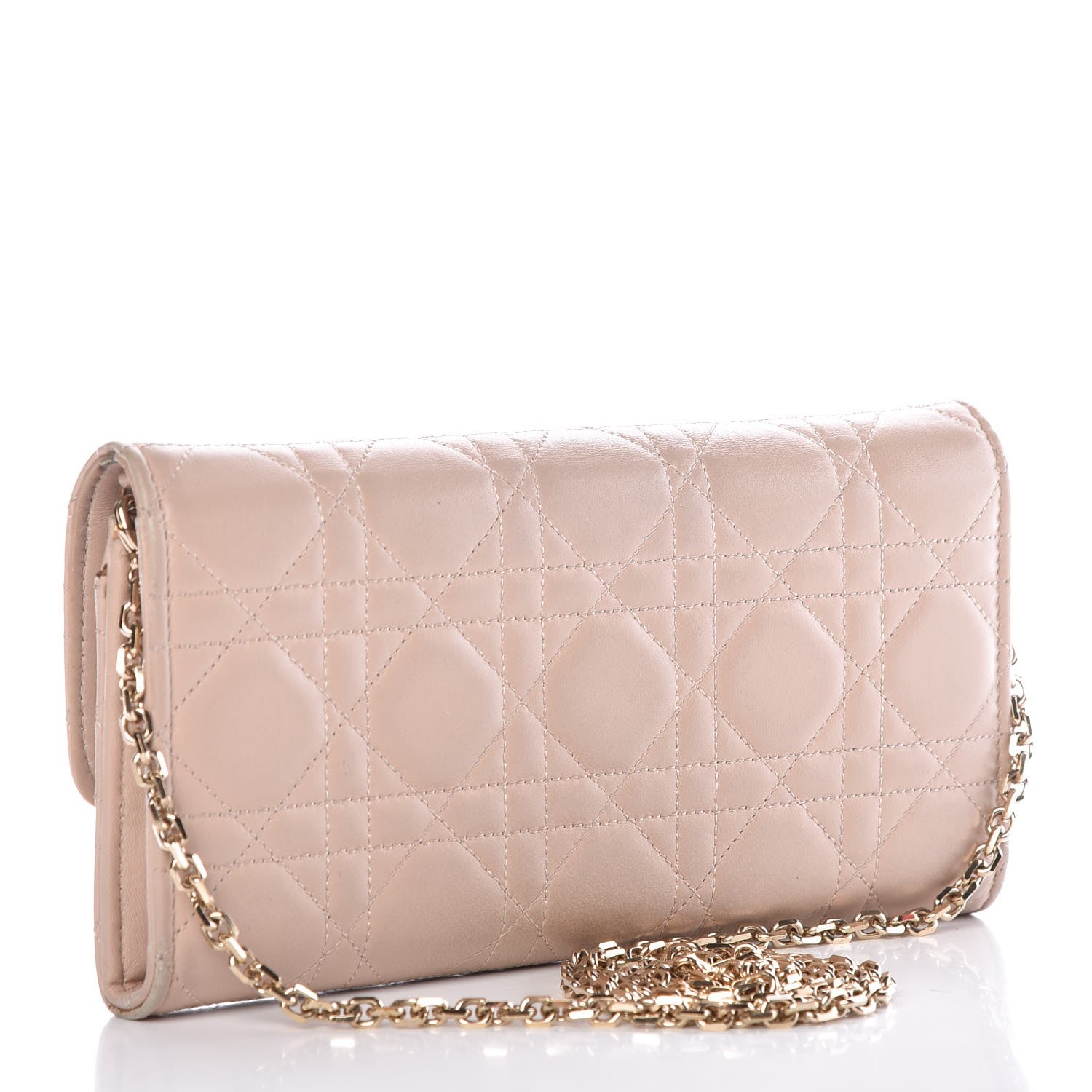 Christian Dior Lambskin Cannage Miss Dior Promenade Chain Wallet Beige 3 of 17