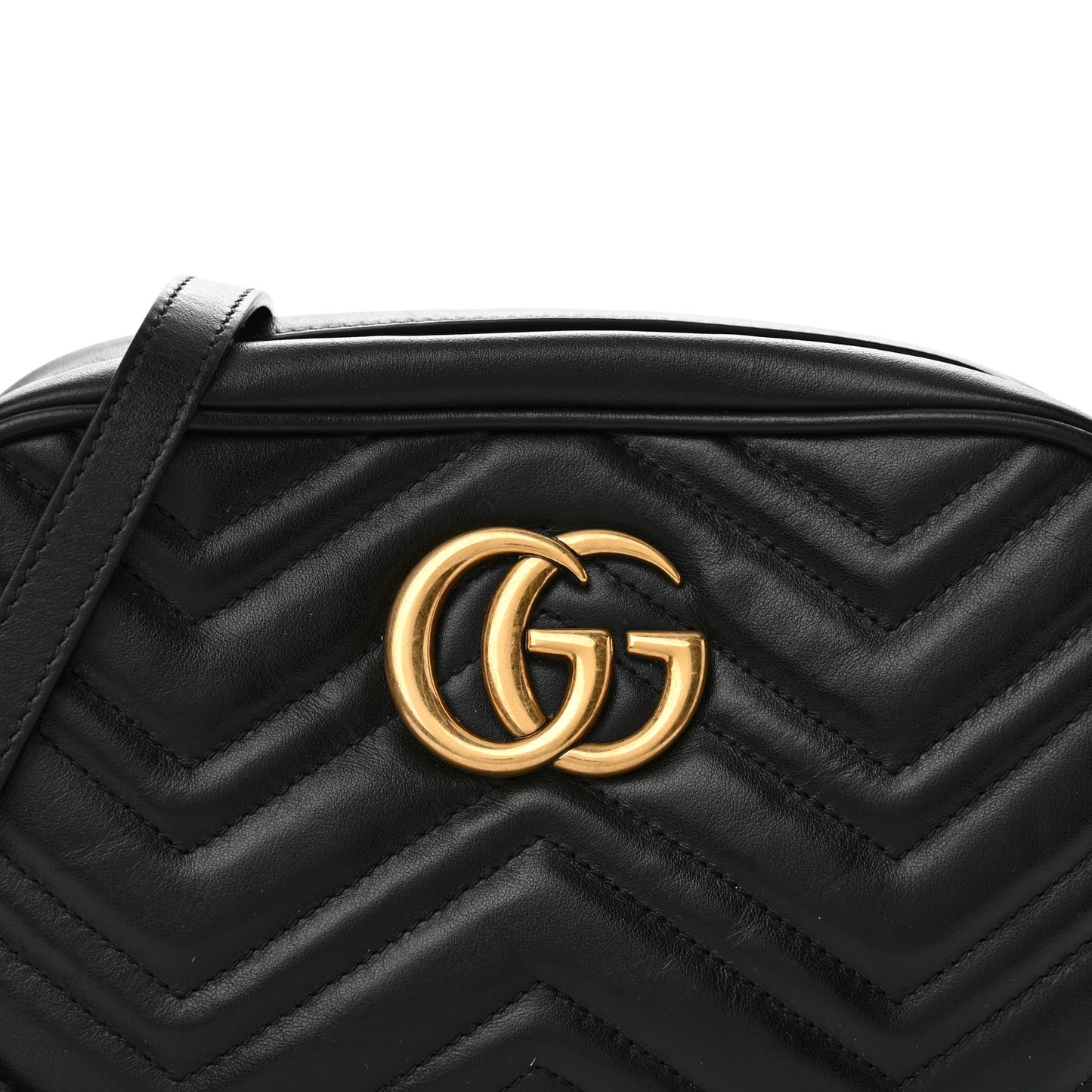 Calfskin Matelasse Small GG Marmont Chain Shoulder Bag Black