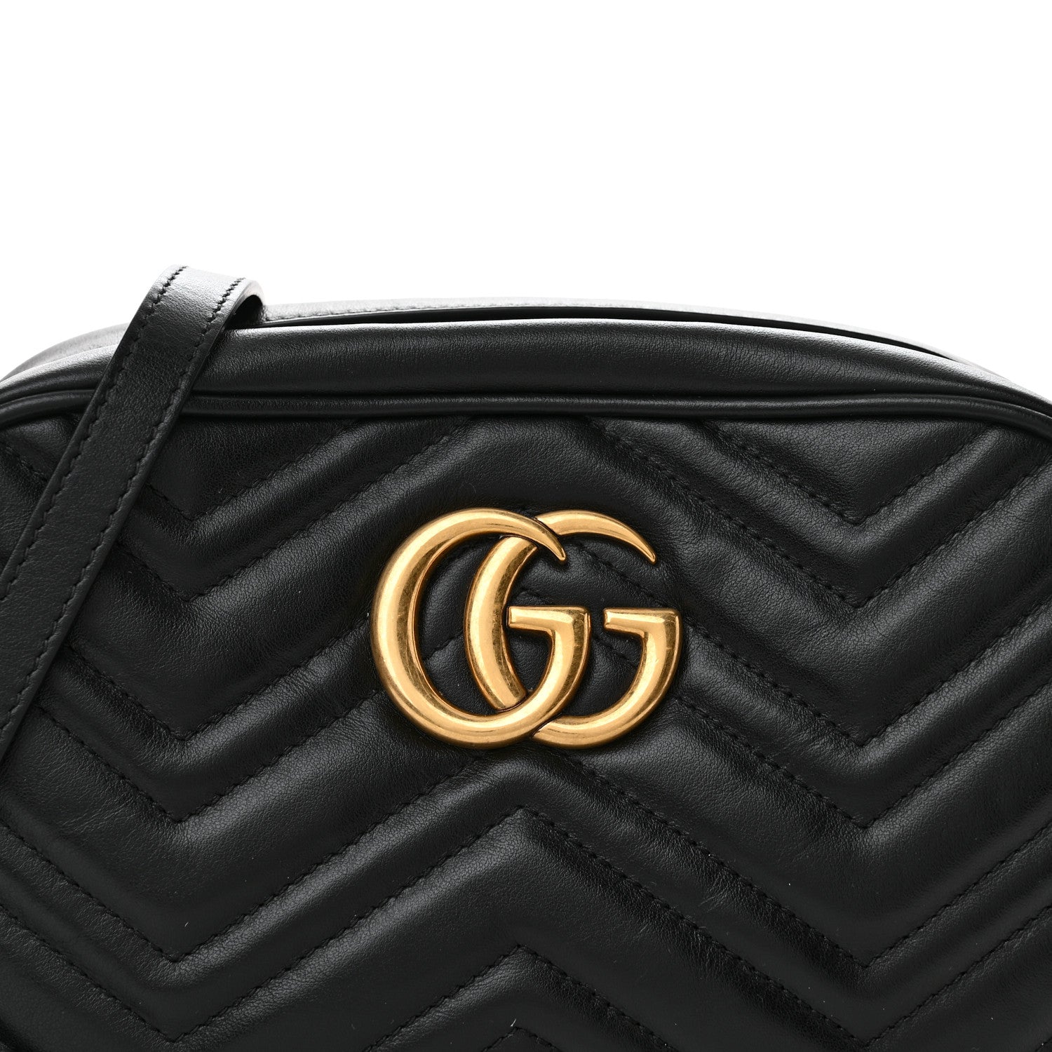 Gucci Calfskin Matelasse Small GG Marmont Chain Shoulder Bag Black 8 of 12