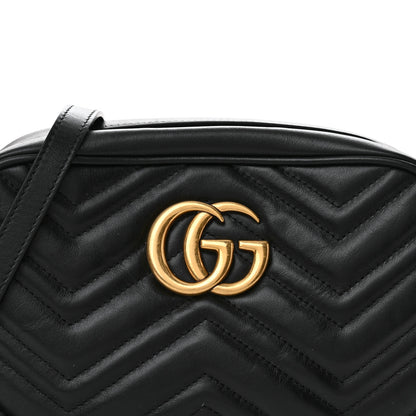 Gucci Calfskin Matelasse Small GG Marmont Chain Shoulder Bag Black 8 of 12