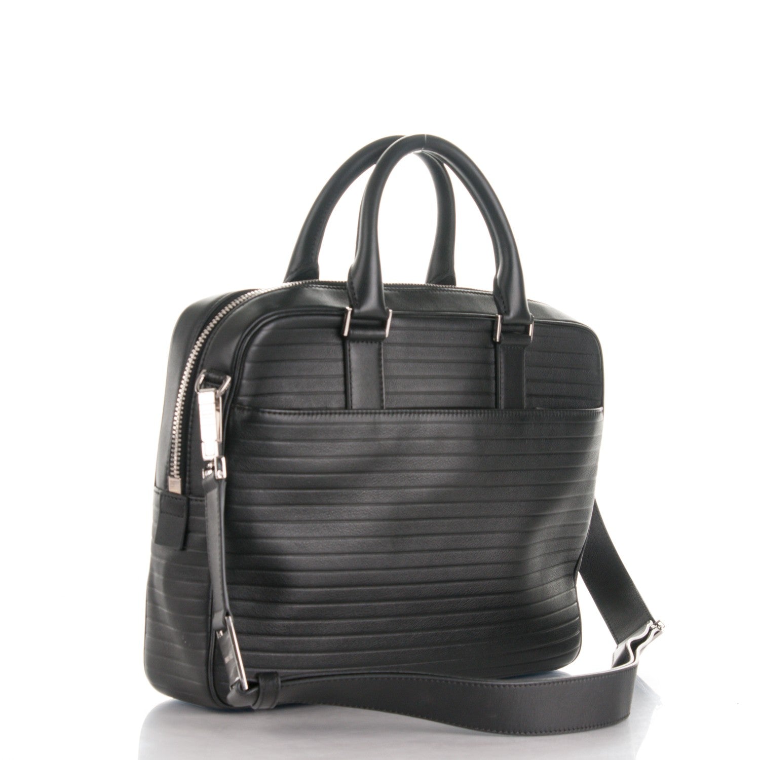 Christian Dior HOMME Calfskin Ribbed Briefcase Black 3 of 11