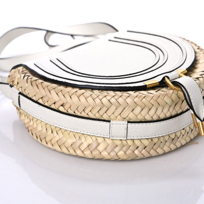 Chloe Raffia Small Grain Calfskin Small Marcie Basket Crossbody White 4 of 9