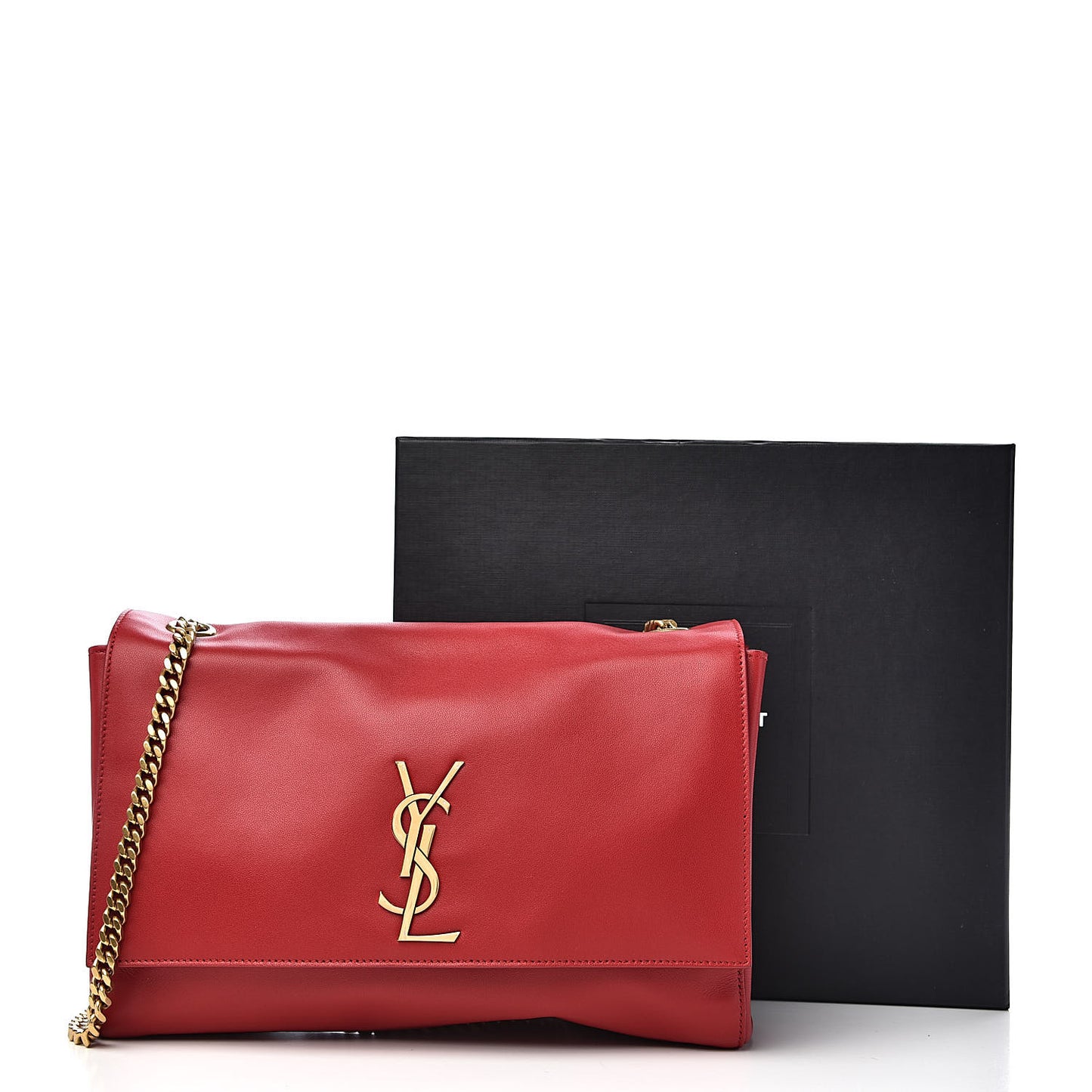 Smooth Calfskin Suede Medium Reversible Monogram Kate Satchel New Red