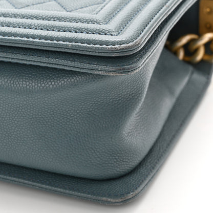 Chanel Caviar Quilted Medium Boy Flap Blue 11 of 13