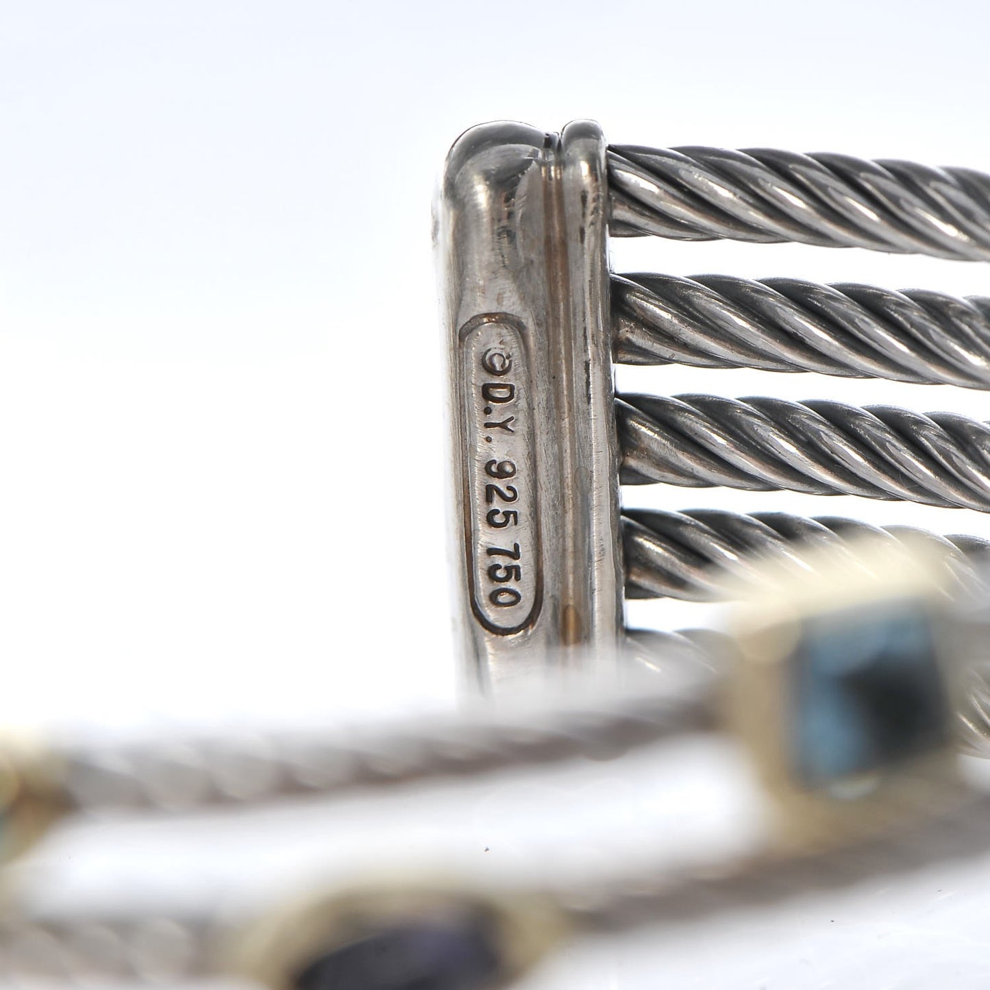 Sterling Silver Blue Topaz Turquoise Amethyst Confetti 5 Row Bracelet
