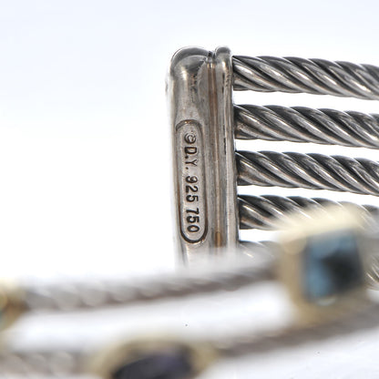 David Yurman Sterling Silver Blue Topaz Turquoise Amethyst Confetti 5 Row Bracelet 3 of 4