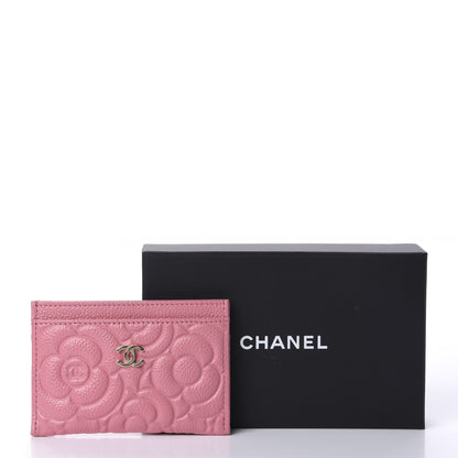 Chanel Caviar Camellia Embossed Card Holder Pink 11 of 11
