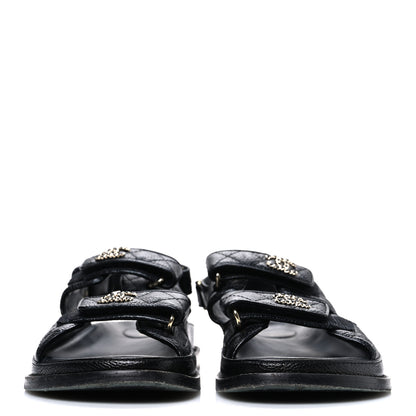 Chanel Grained Calfskin Velcro Dad Sandals 39 Black 3 of 10