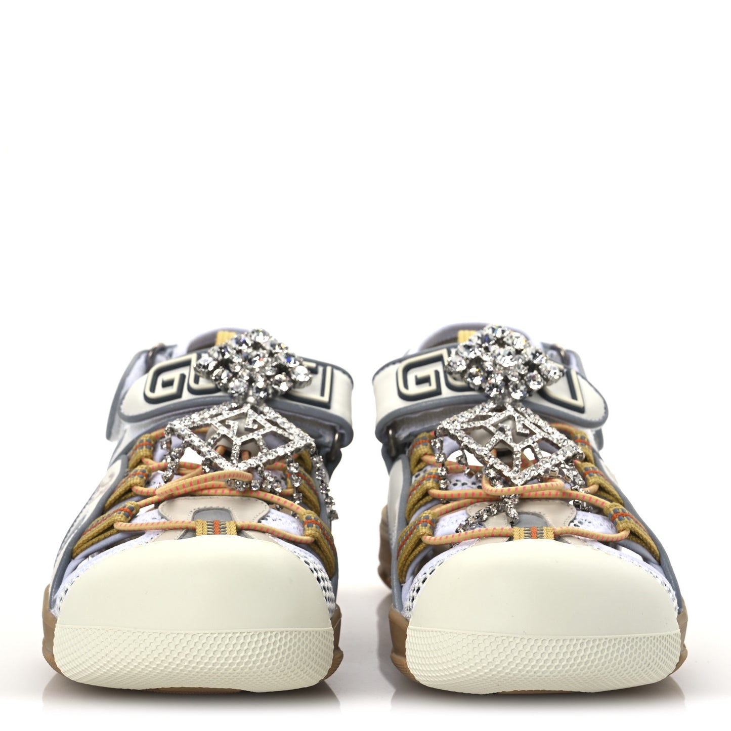 Mesh Fabric Tinsel Sport Sandals 37 White Silver
