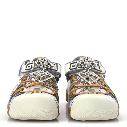 Gucci Mesh Fabric Tinsel Sport Sandals 37 White Silver 3 of 13