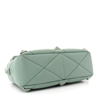 Valentino Garavani Nappa Enamel Monochrome Medium Roman Stud Shoulder Bag Morning Dew 4 of 18