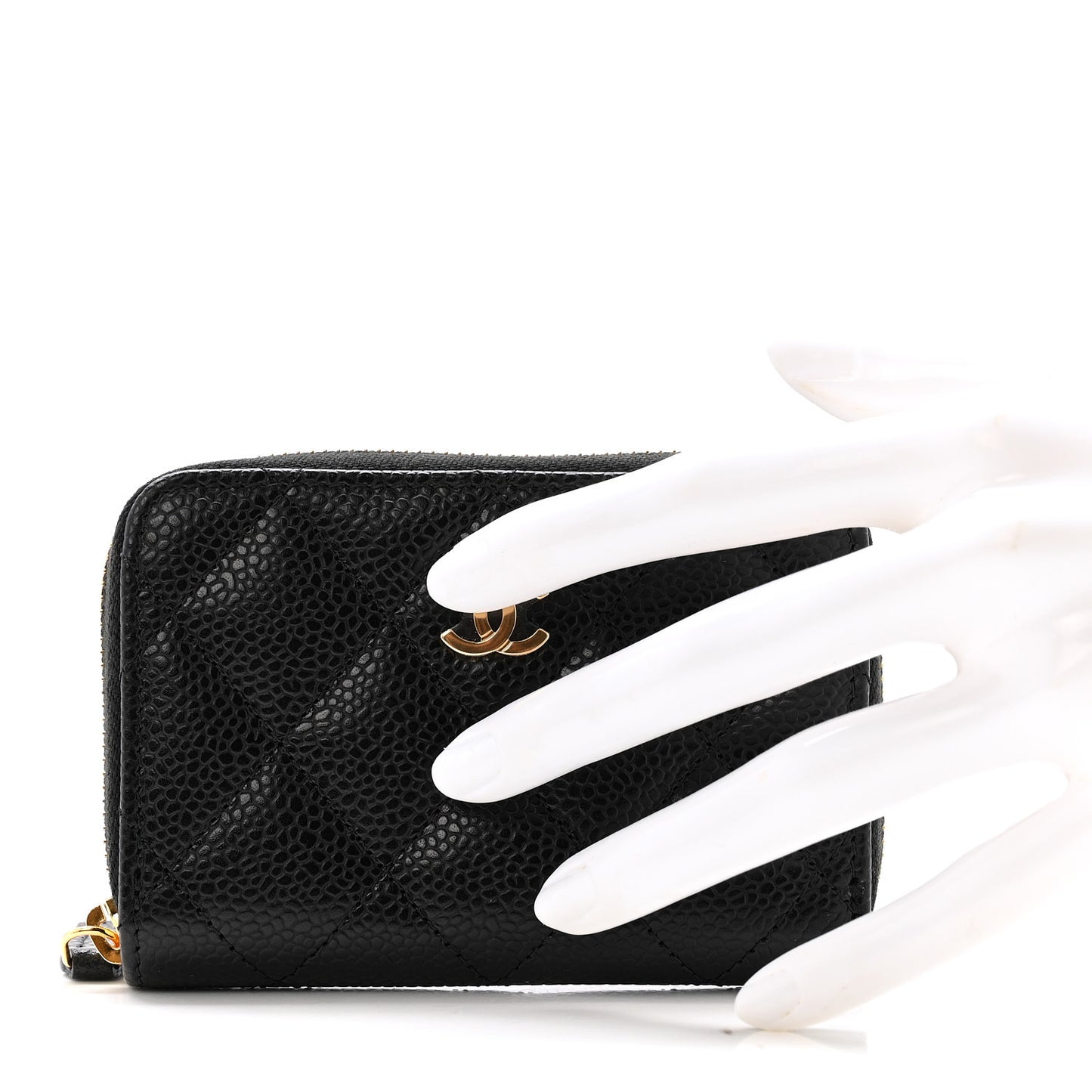 Caviar Quilted Zip Coin Purse Black