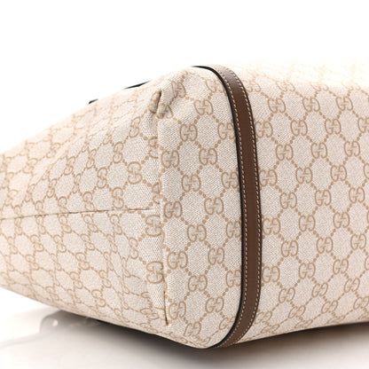 Gucci GG Supreme Monogram Calfskin Medium Nice Tote New Mystic White Beige Brown 9 of 10
