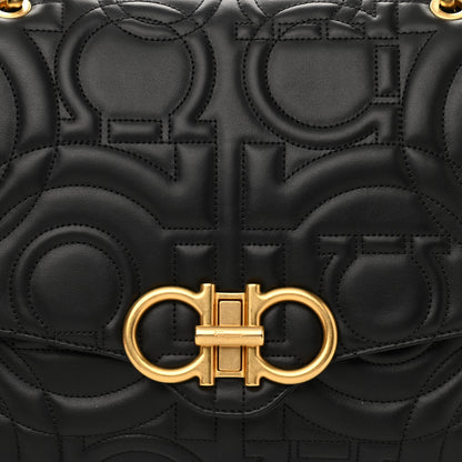 Salvatore Ferragamo Calfskin Quilted Gancini Flap Bag Black 8 of 11