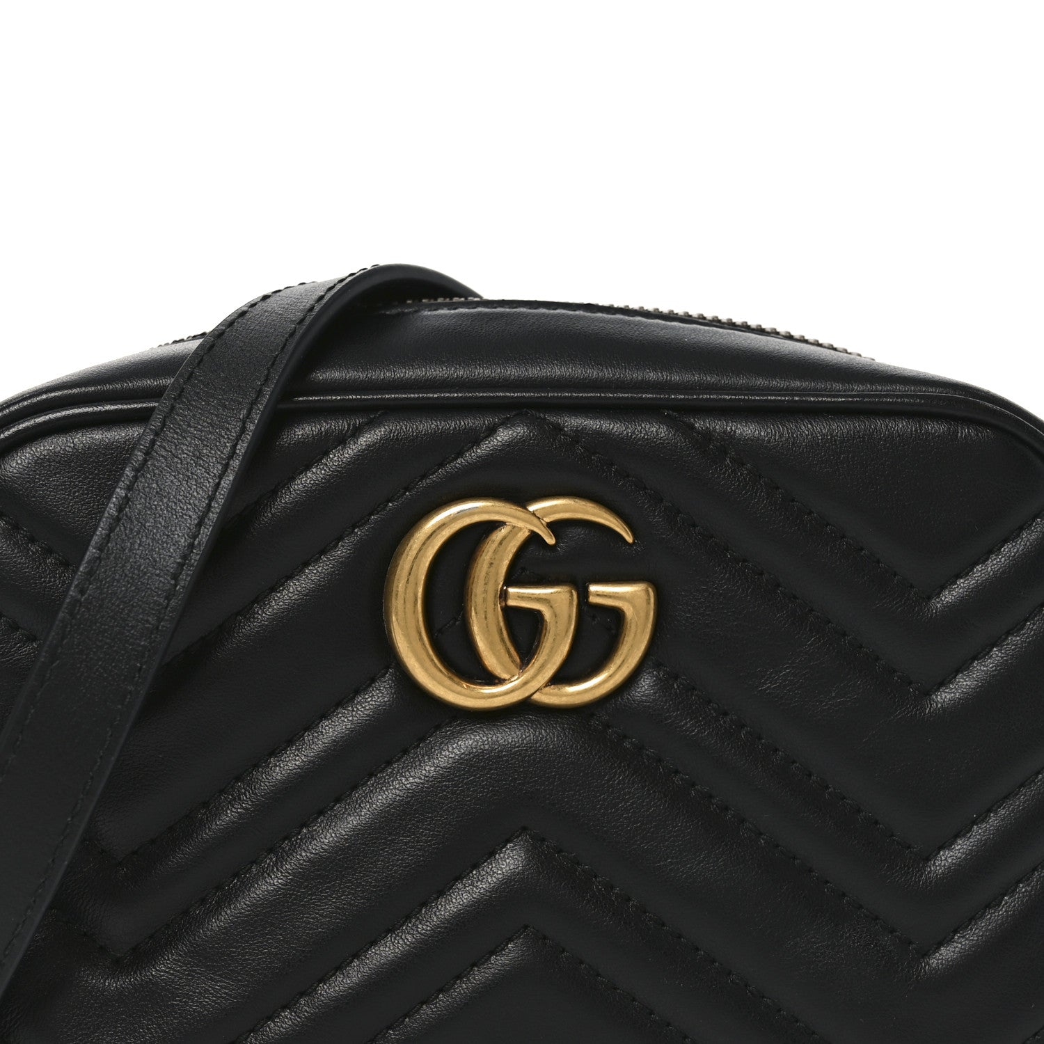 Gucci Calfskin Matelasse Mini GG Marmont Chain Shoulder Bag Black 8 of 10