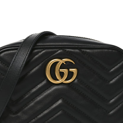 Gucci Calfskin Matelasse Mini GG Marmont Chain Shoulder Bag Black 8 of 10
