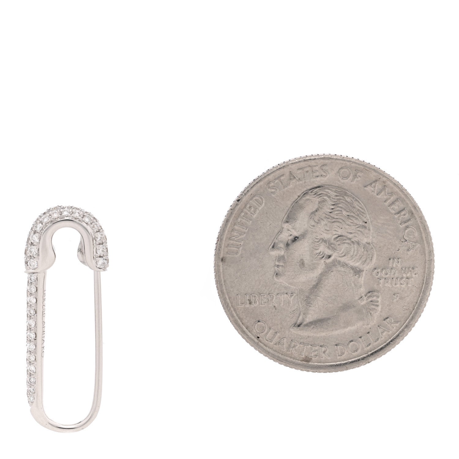 Anita Ko 18K White Gold Diamond Safety Pin Earring 2 of 3