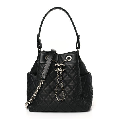 Chanel Lambskin Quilted CC Chain Bucket Bag Black 1 of 9