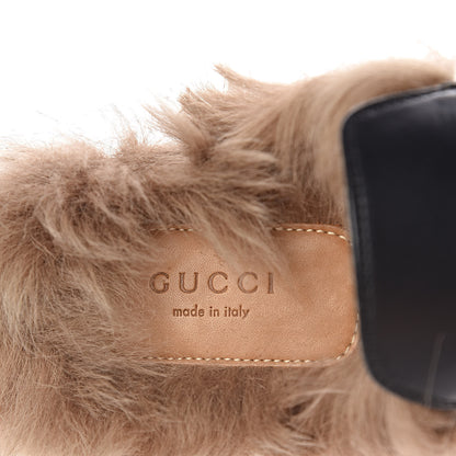 Gucci Calfskin Lambswool Tiger Embroidered Womens Princetown Slippers 37 Black 7 of 8