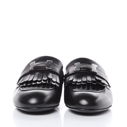 Hermes Goatskin Rivoli Mules 35 Black 2 of 9