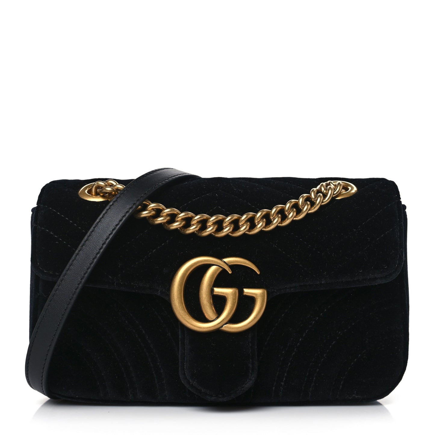 Velvet Matelasse Mini GG Marmont Shoulder Bag Black