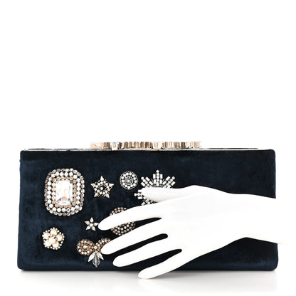 Jimmy Choo Velvet Crystal Celeste Logo Clutch Blue 2 of 7