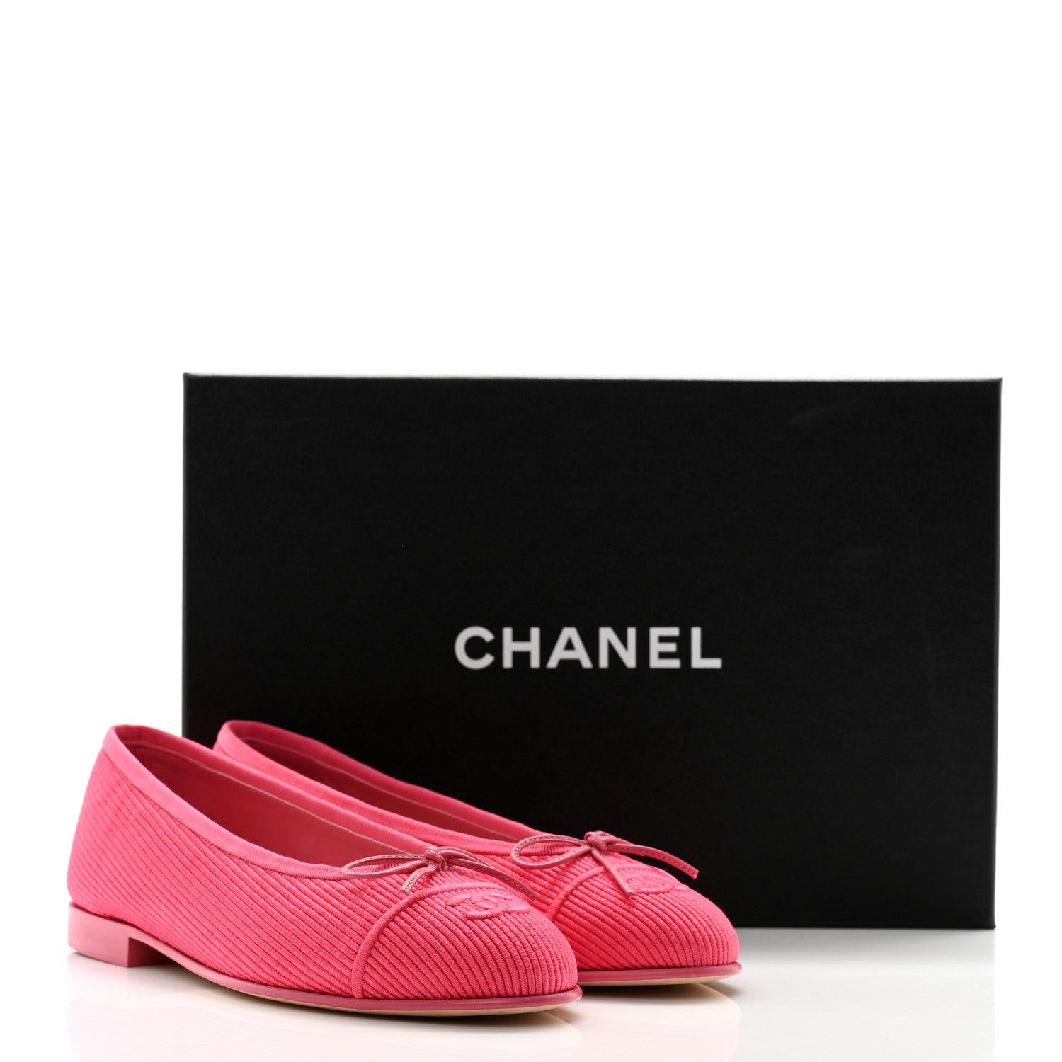 Chanel Embroidered Fabric Cap Toe CC Ballerina Flats 37.5 Dark Pink 11 of 11