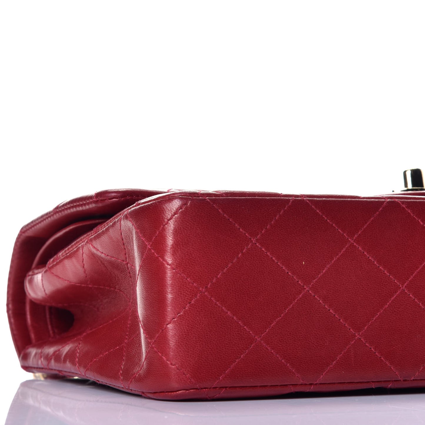 Lambskin Quilted Medium Double Flap Red Fonce