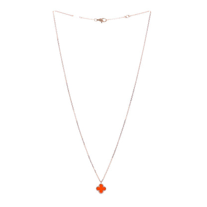 Van Cleef & Arpels 18K Rose Gold Carnelian Sweet Alhambra Pendant Necklace 3 of 6