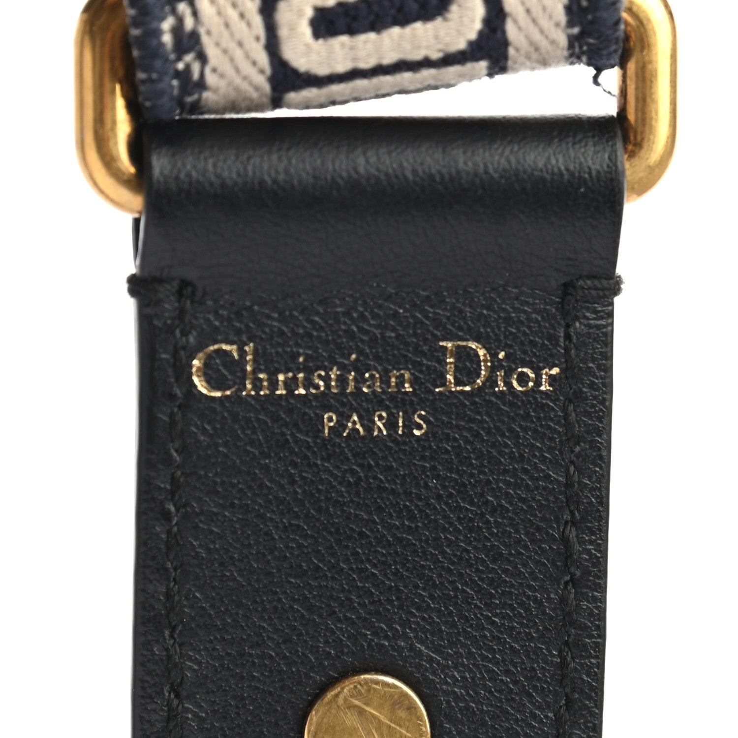 Christian Dior Canvas Embroidered Adjustable Shoulder Strap Black Beige 5 of 5