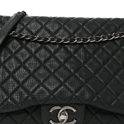 Chanel Grained Calfskin Quilted XXL Travel Flap Bag Black 8 of 10