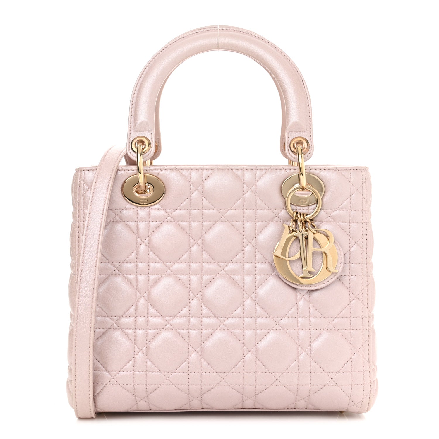 Christian Dior Pearly Lambskin Cannage Medium Lady Dior Lotus 1 of 13