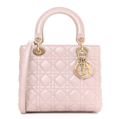 Christian Dior Pearly Lambskin Cannage Medium Lady Dior Lotus 1 of 13