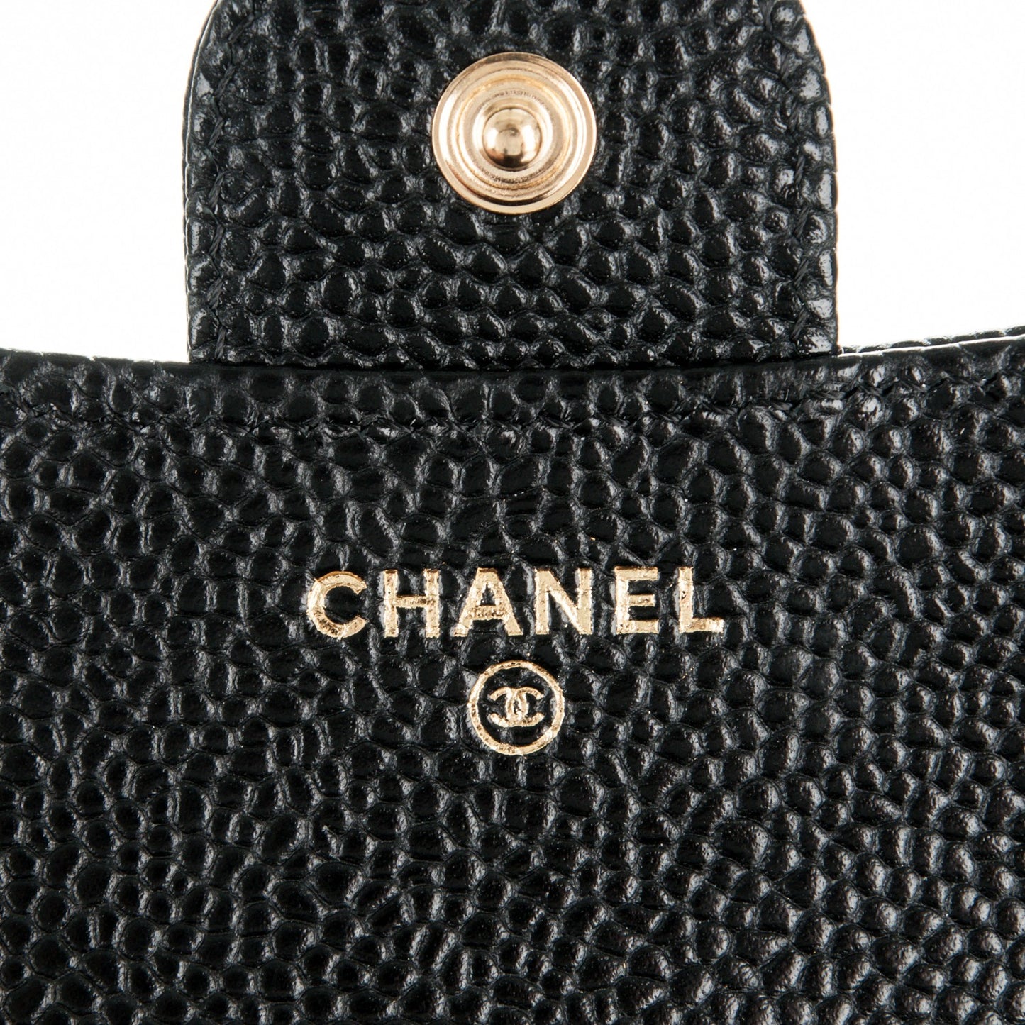 Caviar Quilted Compact Flap Wallet Black