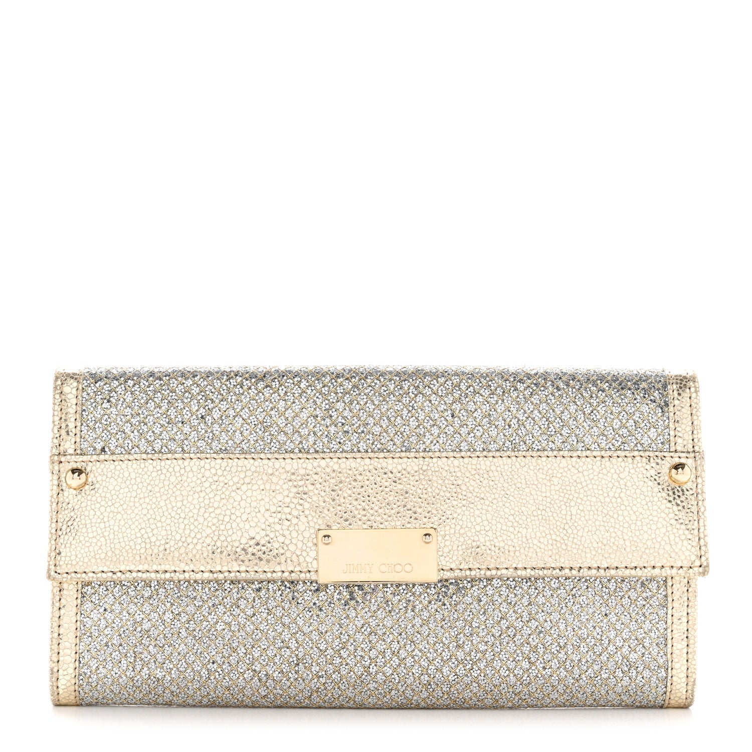 Jimmy Choo Glitter Fabric Reese Clutch Wallet Metallic 1 of 8