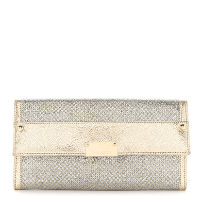 Jimmy Choo Glitter Fabric Reese Clutch Wallet Metallic 1 of 8