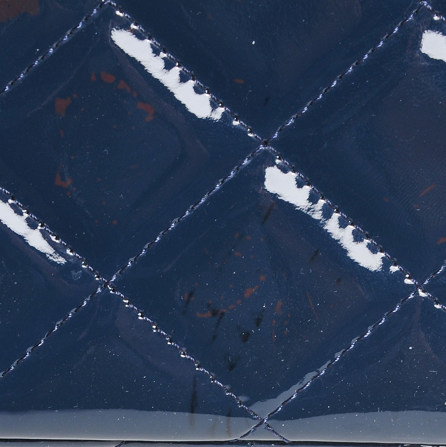 Patent Calfskin Quilted Jumbo Double Flap Blue