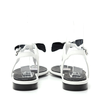 Chanel Lambskin Crystal Chain CC Logo Thong Sandals 35.5 White 7 of 10