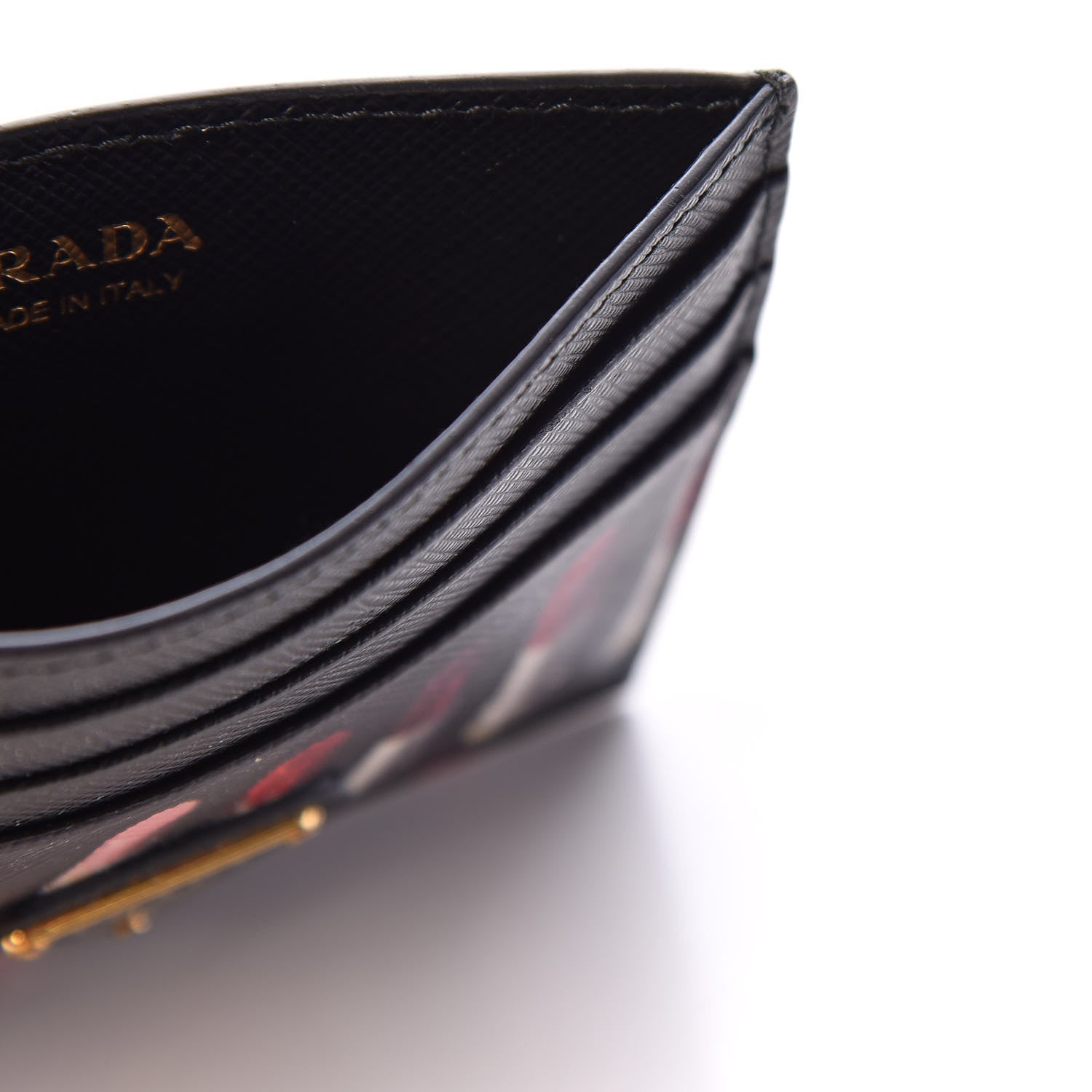 Prada Saffiano Lipstick Print Card Holder Black 5 of 7