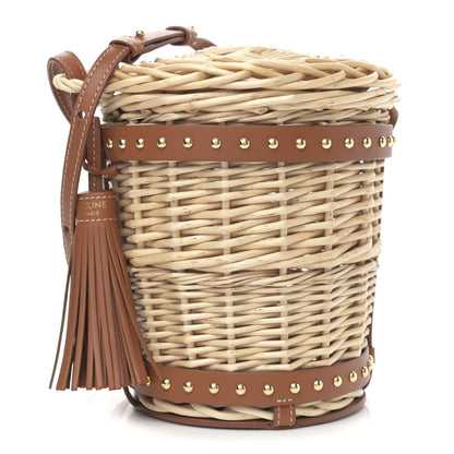 Celine Wicker Calfskin Mini Panier Bucket Bag Natural Tan 1 of 10