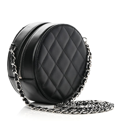 Chanel Lambskin Quilted Round Clutch With Chain Black 3 of 11