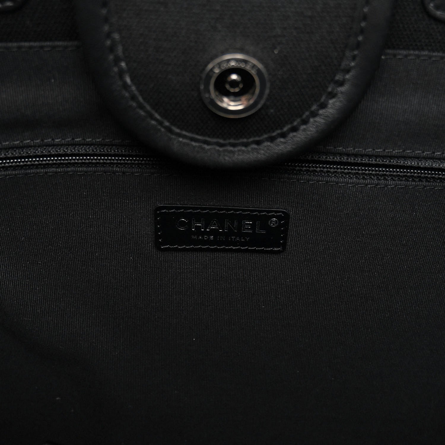 Chanel Canvas Calfskin Striped Medium Deauville Tote Black White 7 of 12