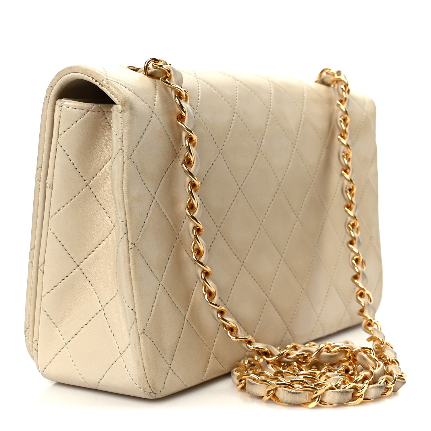 Chanel Lambskin Quilted Medium Single Flap Beige 3 of 12