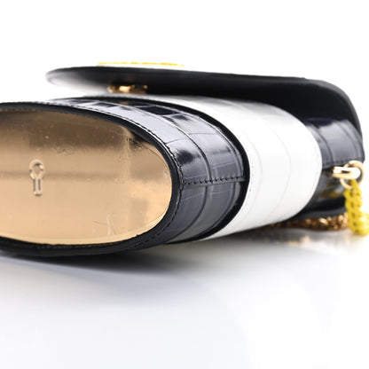Chloe Calfskin Crocodile Embossed Small Aby Lock Full Blue 10 of 11