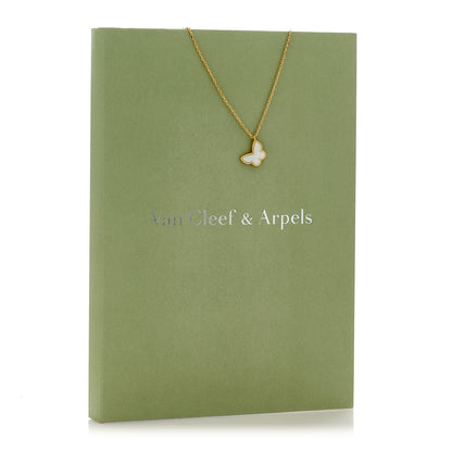 Van Cleef & Arpels 18K Yellow Gold Mother of Pearl Sweet Alhambra Butterfly Pendant Necklace 5 of 5
