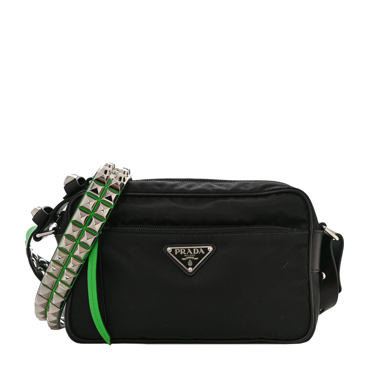 Tessuto Nylon Studded New Vela Shoulder Bag Black Verde
