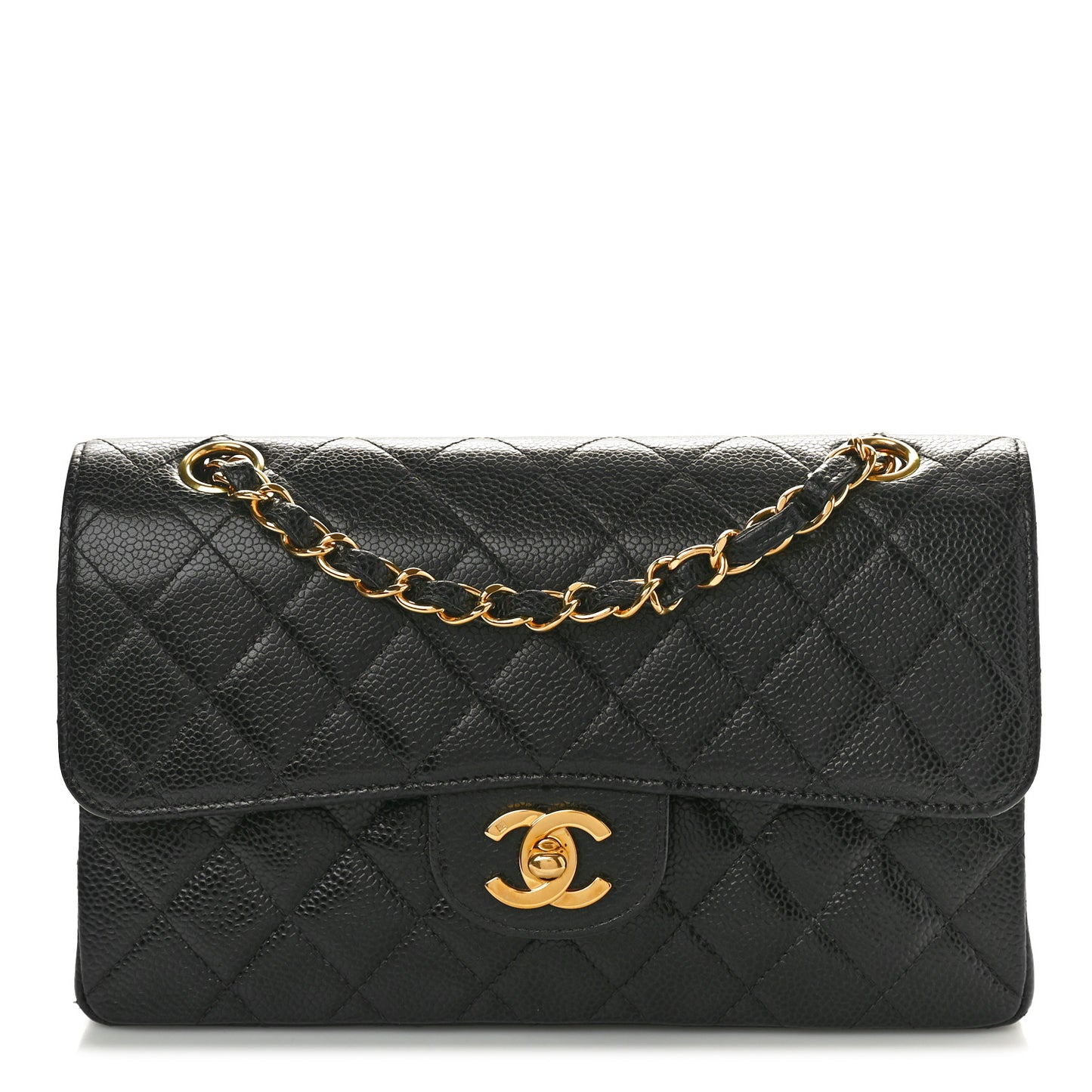 Caviar Quilted Small Double Flap Black
