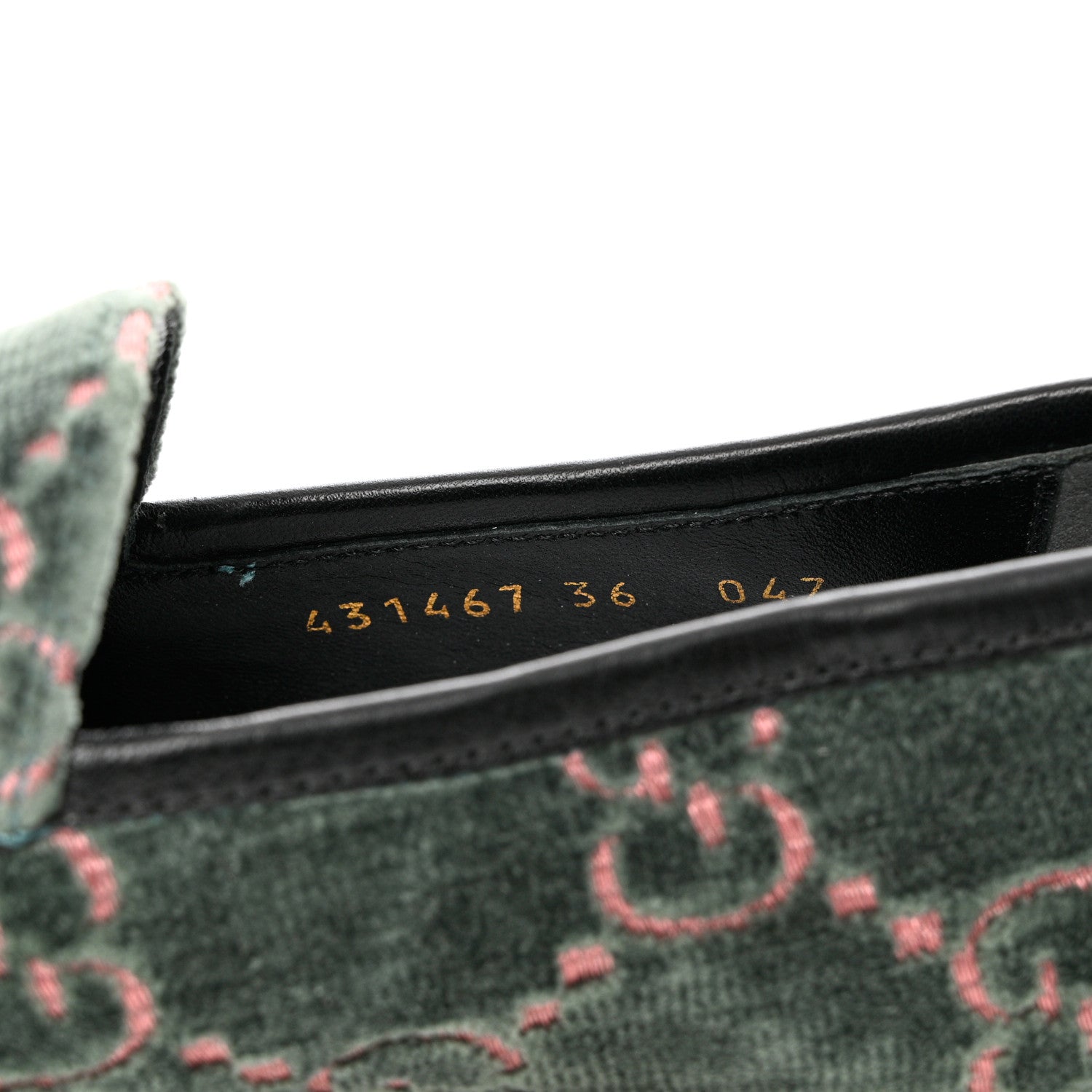Gucci Velvet Malaga Kid GG Monogram Horsebit Womens Jordaan Loafers 36 Avio Dusty Pink Black 6 of 10