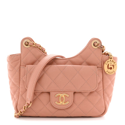 Chanel Caviar Quilted Small Wavy CC Hobo Coral 1 of 12