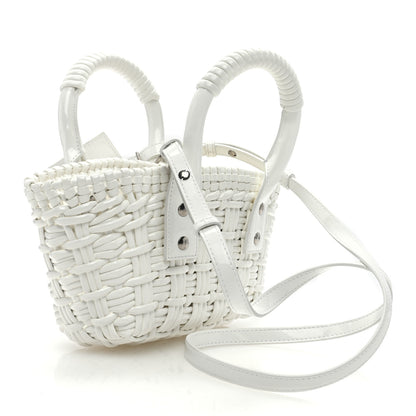 Balenciaga Faux Calfskin Braided Varnished XXS Bistro Basket White 2 of 9